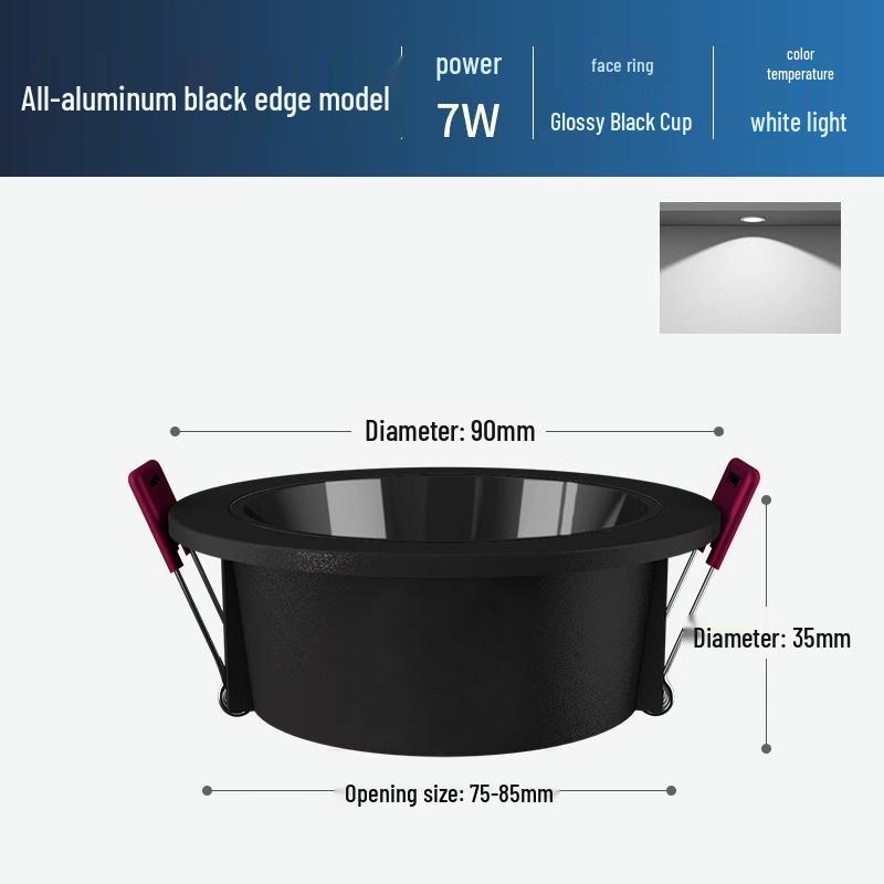 Ultra-Thin Anti-Glare Deep Cup Recessed Downlight for Living Room Ceiling