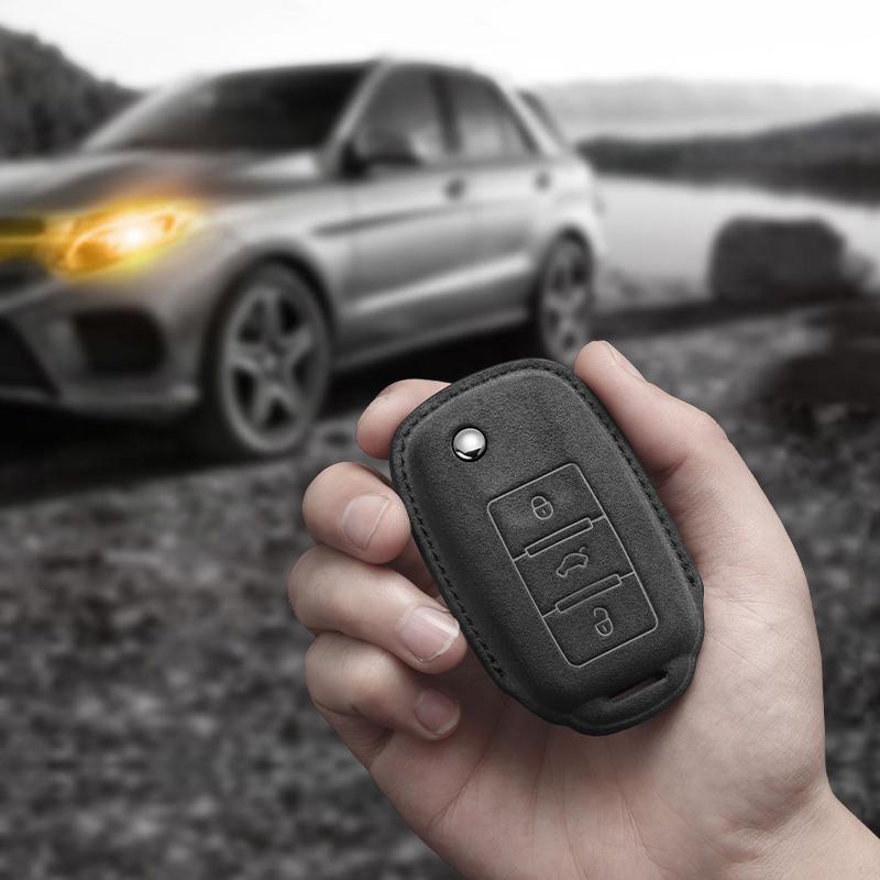 Чехол для автомобильного ключа из замши и кожи для Volkswagen VW Polo Golf Passat Tiguan Beetle Caddy T5 Up Eos Skoda Octavia Seat Leon Altea