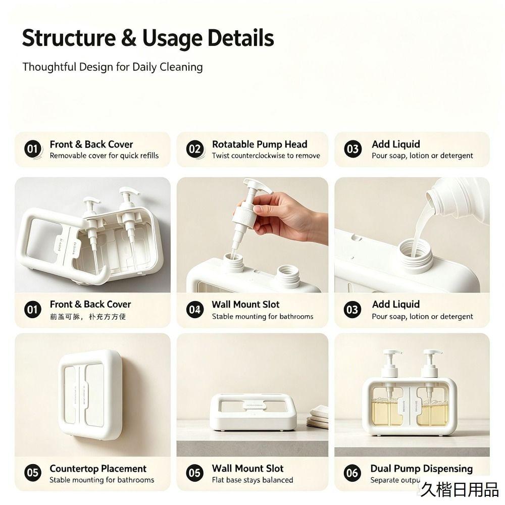 Dual Grid Countertop Soap Dispenser Press Pump Press Pump Bottle  Home Use