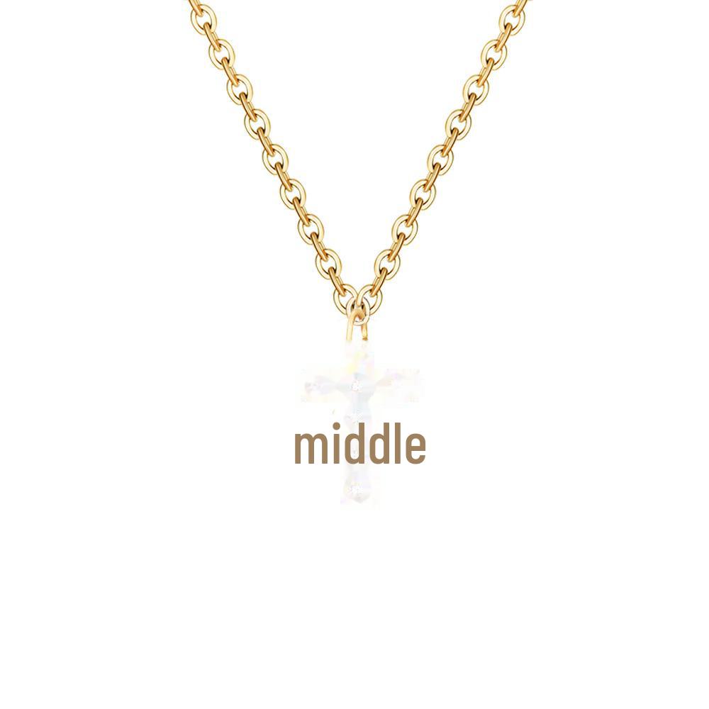 EManco Ожерелье с подвеской в виде буквы из нержавеющей стали с покрытием из 14-каратного золота и бриллиантами - европейский и американский стиль, цепочка на ключицу