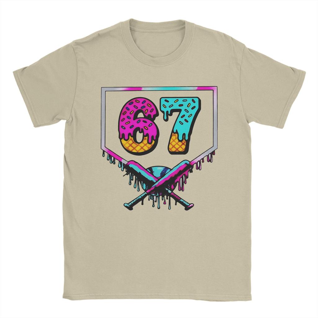 67 Meme Baseball Drip Number 67 T Shirt Beach  Hipster TShirts Men Pure Cotton O Neck Plus Size Tees Short Sleeve Vintage Tops