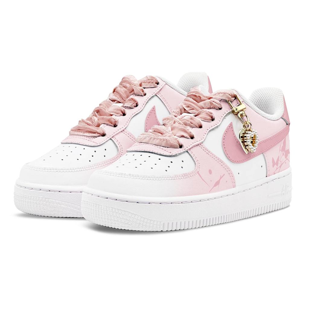 Nike Air Force 1 Air Force 1 Abrasion Resistant Slip Resistant Low top Skateboard Shoes Women's White Pink DH2920-111(Team1655-S-BOX)