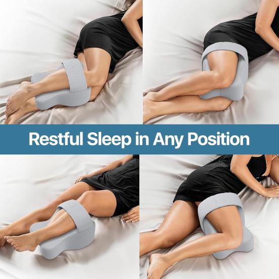 Подушка для колен из пены с памятью Большая подушка для ног с регулируемым ремешком Выравнивает позвоночник Облегчение ишиаса Поддержка спины коленей суставов