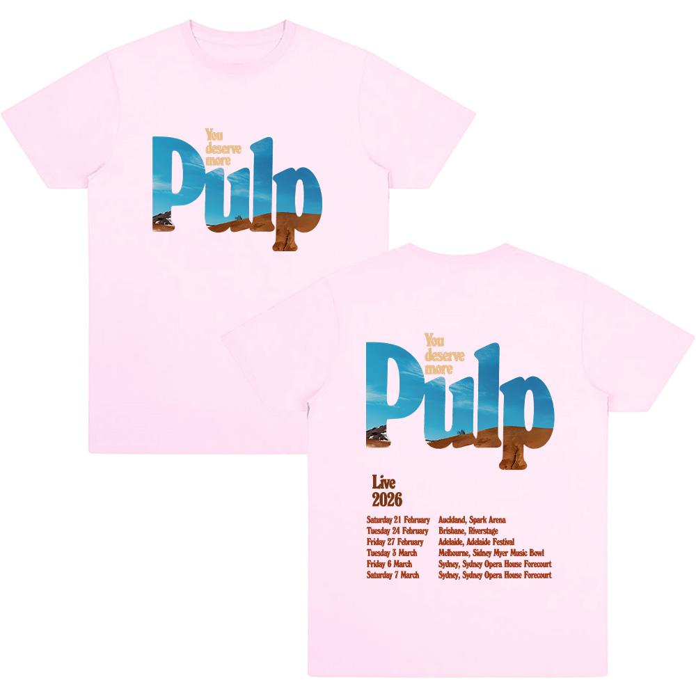 Pulp Band Live 2026 Футболки Рок-группа Печать Футболки Гранж Хип-хоп Унисекс Уличная одежда Хлопок Женщины Мужчины Футболки Высокое Качество Новые