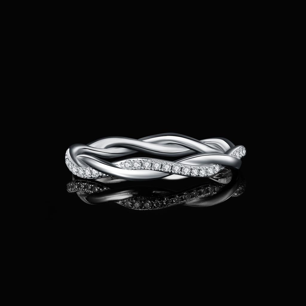 JewelryPalace Муассанит Цвет D Веревка Любви Бесконечность 925 Серебро Кольцо-band для Женщины Покрытие Желтым Розовым Золотом