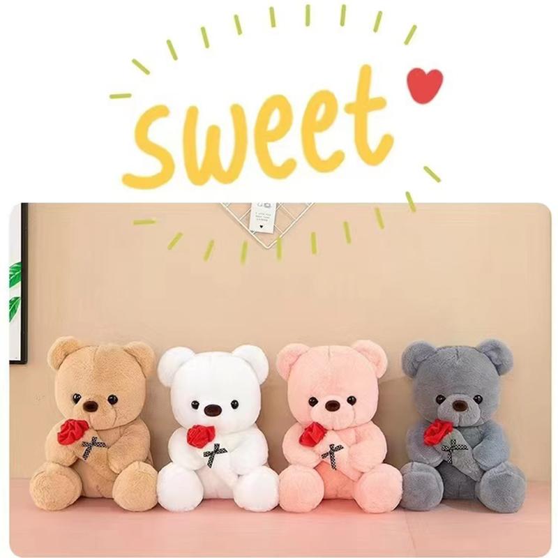 Romantic Rose Bear Plush 25cm Wedding Gift Toy Best for Valentines Celebrations