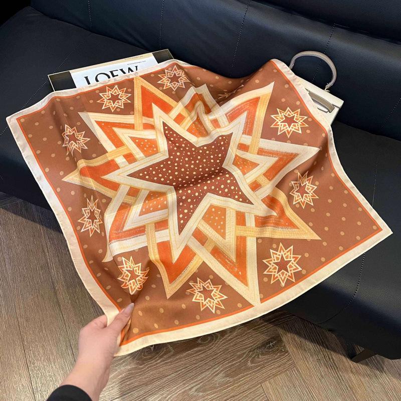 New Korean version of versatile printed decorative silk scarf, Chinese style temperament, elegant streamer, hair tie, bag, small scarf