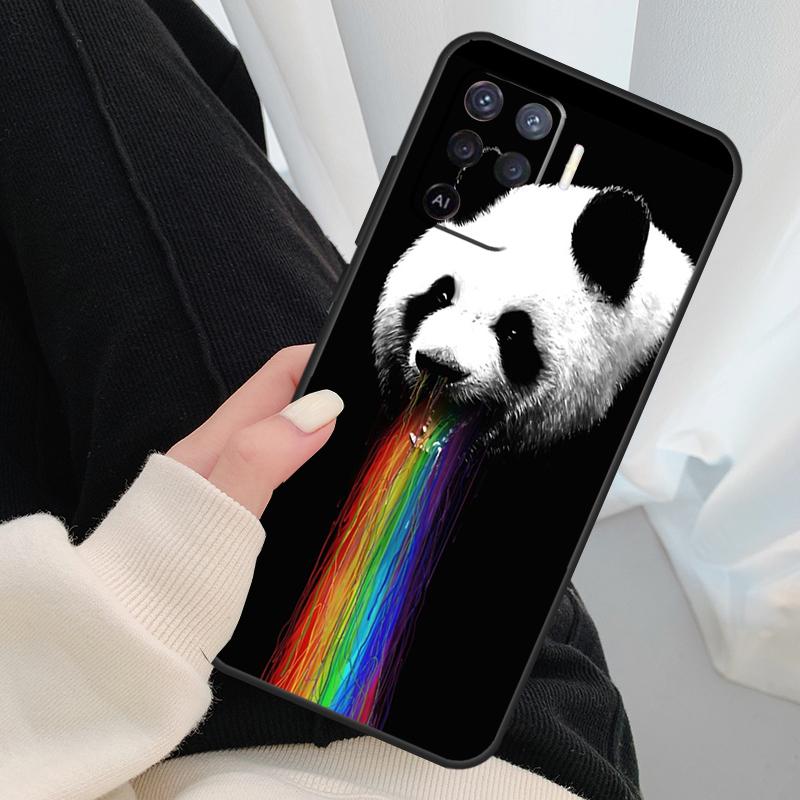 Мультяшный чехол-панда для Oppo A54 A74 A94 A18 A57 A17 A77 A38 A58 A78 A98 A80 A60 A40 A96 A76 A16 A15 A5 Pro