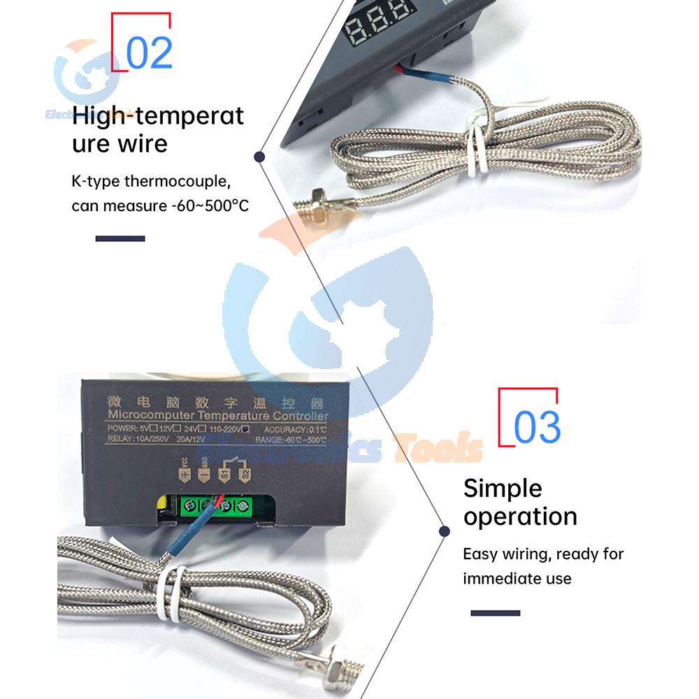 W3230 Мини Цифровой Термостат Контроллер Температуры DC 5V 12V 24V 220V Тип K Терморегулятор Переключатель Управления Нагревом Охлаждением