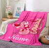 Custom Name Pink Piggy Flannel Blanket Throw Blanket Soft Warm Sofa Bed home Decor Unique Gift