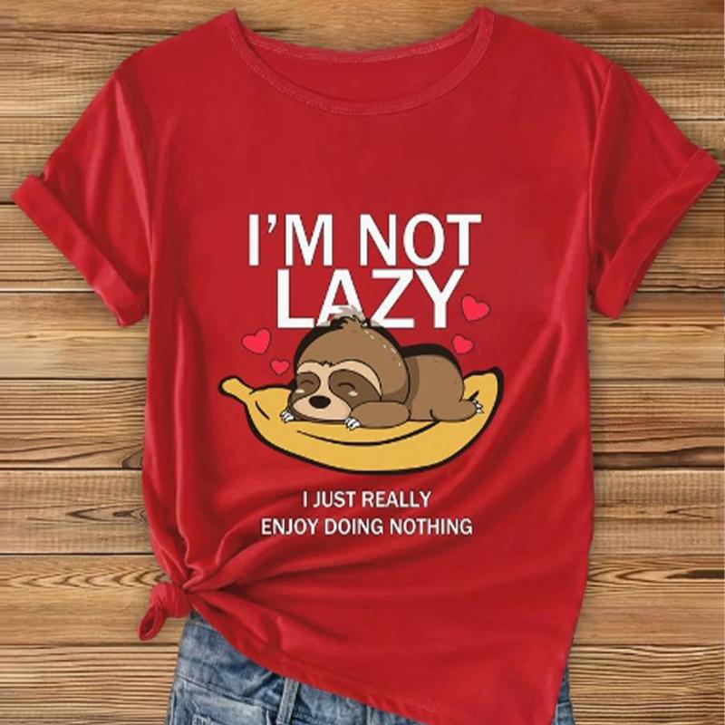 Модная женская футболка с принтом «Ленивая собака», забавная повседневная футболка с круглым вырезом и короткими рукавами, летняя женская футболка