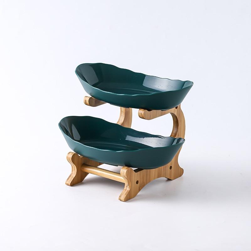 Скандинавская креативная прочная пластиковая фруктовая тарелка с деревянной и железной подставкой, двухъярусная трехъярусная фруктовая ваза для гостиной, современный дизайн