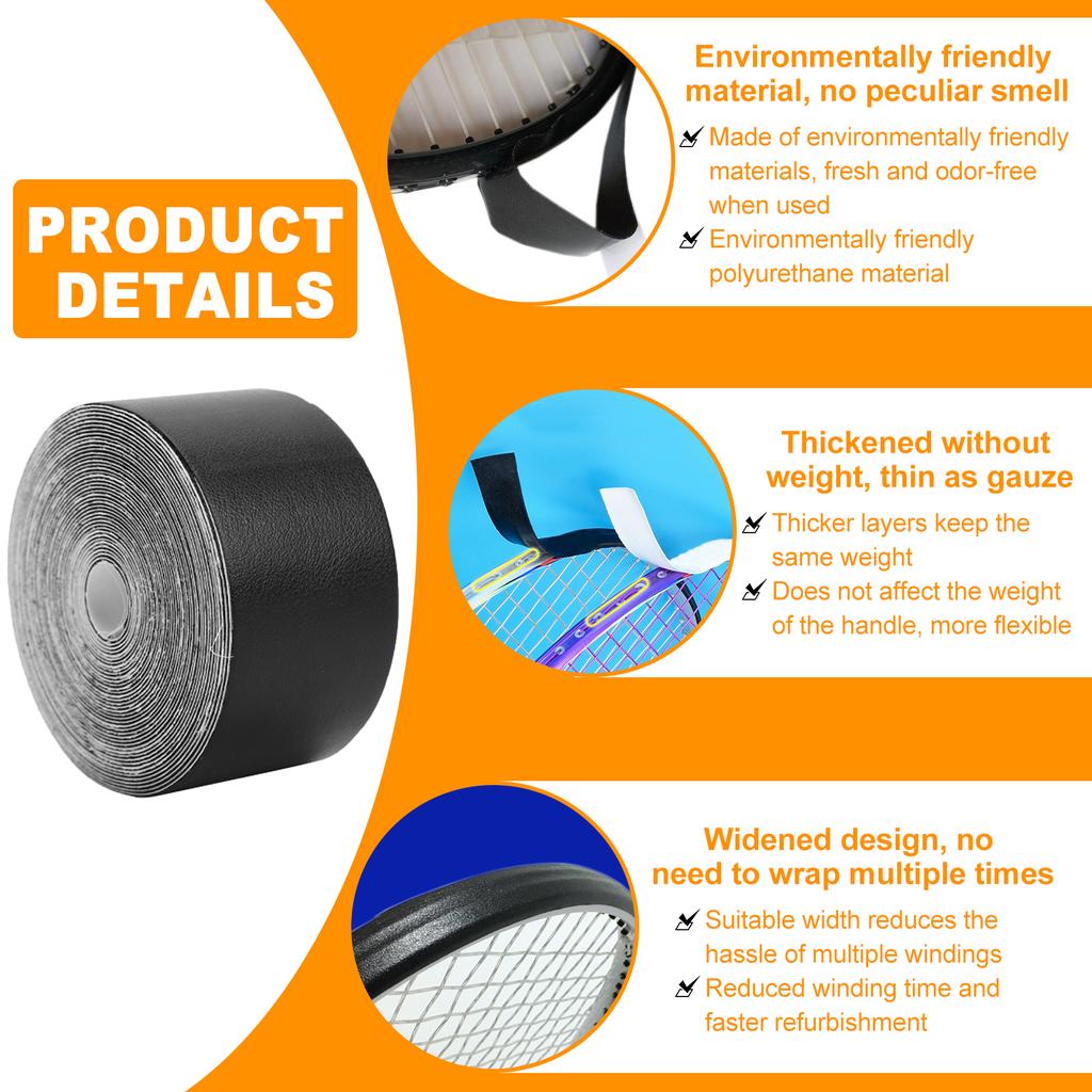 2 шт., наклейка на голову теннисной ракетки для бадминтона, защитная наклейка из искусственной кожи, 3,5 см x 5 м
