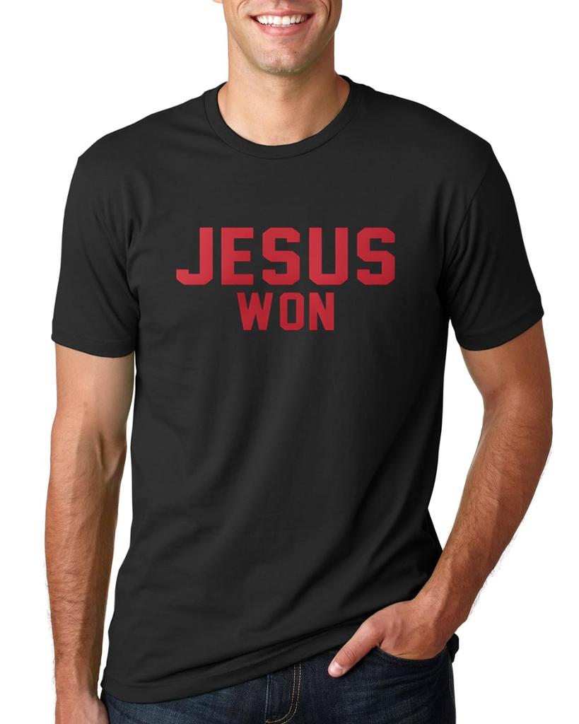 Jesus Won Shirt Jesus Won Cross T-Shirt Christian Letter Graphic Print Crew Neck Unisex Short Sleeve Apparel Tee