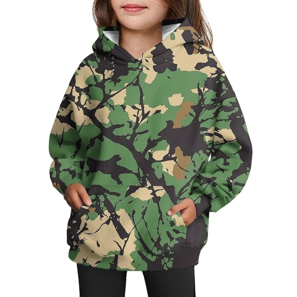 Girls' Hooded Tie- Sweatshirt - Pullover Print Top