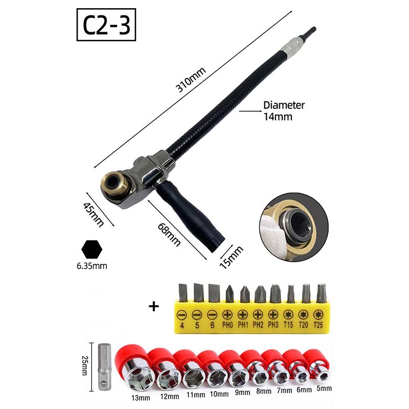 Набор угловых отверток Держатель для торцевых головок Адаптер Регулируемые биты Сверло Отвертка Инструмент Шестигранные биты Торцевые головки Шлицевые Крестовые биты