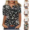 Женские футболки с v-образным вырезом и короткими рукавами. Женские топы с короткими рукавами. Модные повседневные летние модные рубашки с цветочным принтом и туникой.