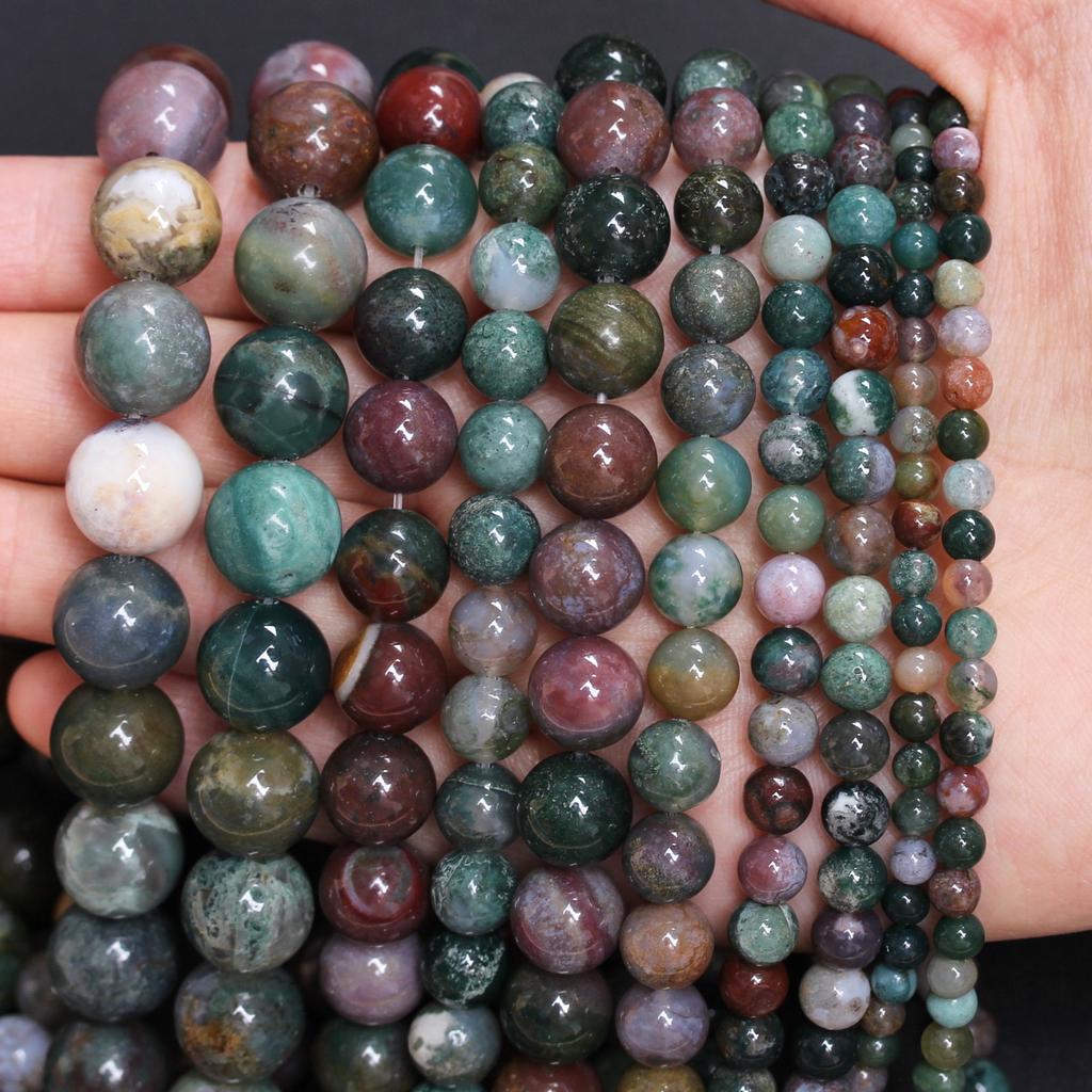 15-40 шт. 4-12 мм индийский агат натуральный камень круглые бусины DIY ожерелье серьги аксессуары для изготовления ювелирных изделий