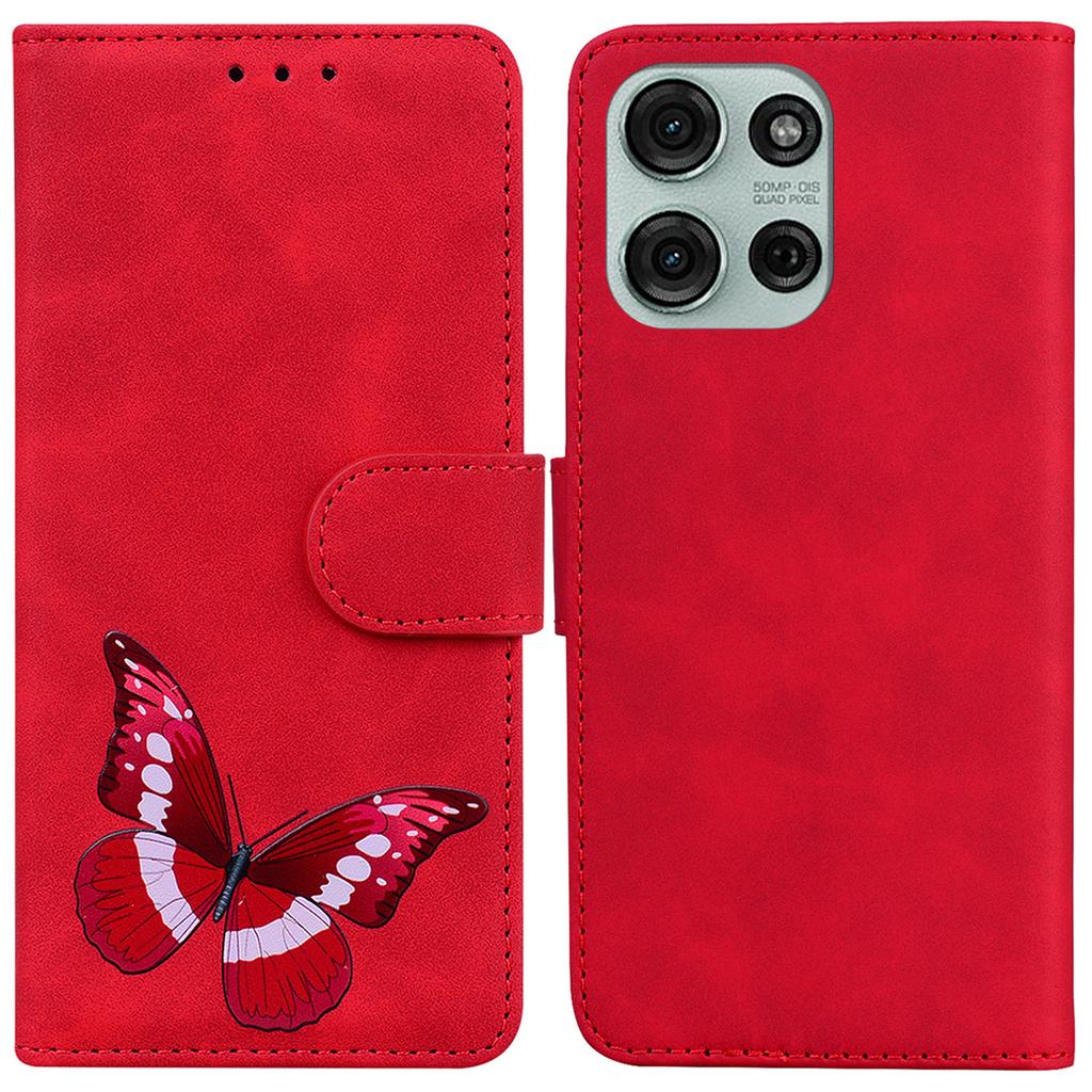 For Motorola Moto G75 5G Stand Case PU Leather Phone Cover Butterfly Printed