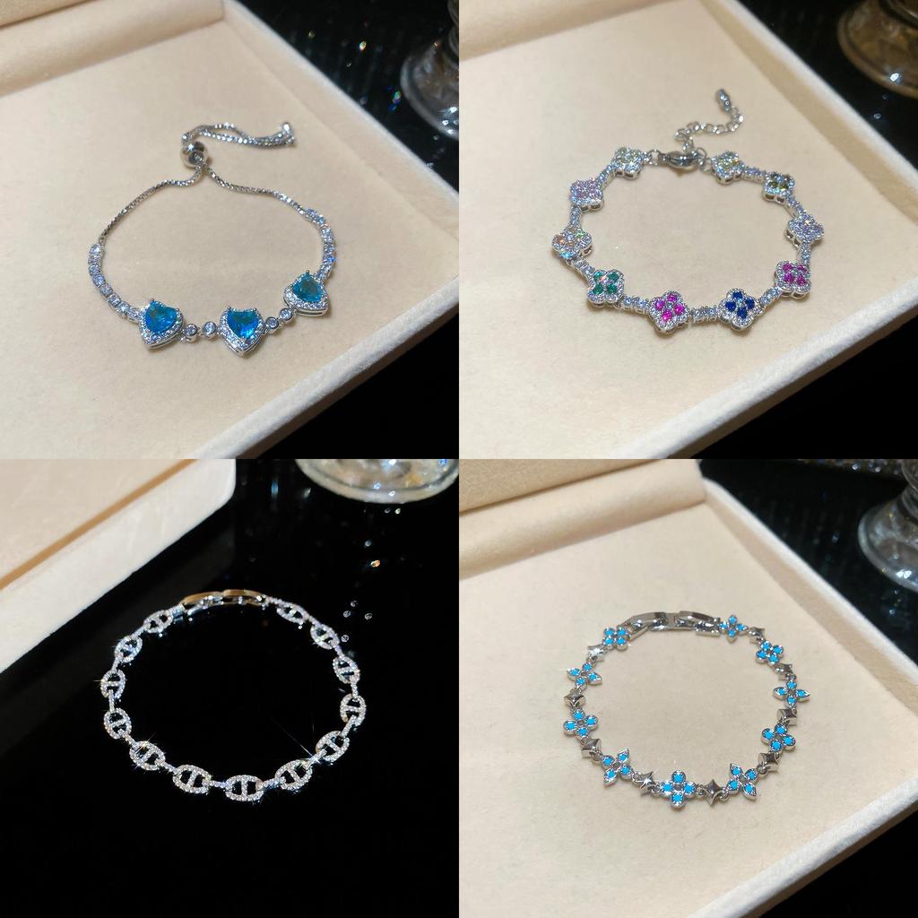 Fashionable Silver Zircon Flower Cuff Bracelet For Women Office Wear Accessory