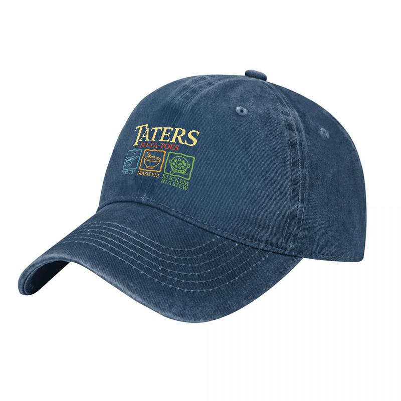 Taters Culture Washed Cotton Baseball Cap With Colorful Embroidered Logo Design For Everyday Wear And Casual Style