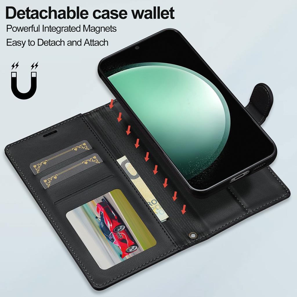 LC.IMEEKE L2 Series for Samsung Galaxy S25 FE Case PU Leather Wallet Detachable Magnetic Phone Cover