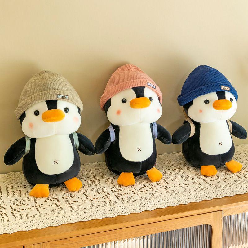 Cuddly Soft 8.7/15/18.9in Pink-blue Hat Penguin Plush Pillow Toy Kids Gift