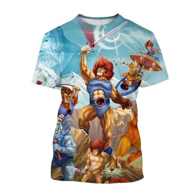 Футболки с аниме Thundercats 3D-принтом для мужчин и женщин, модные футболки с круглым вырезом и коротким рукавом, детские футболки, топы, мужская одежда