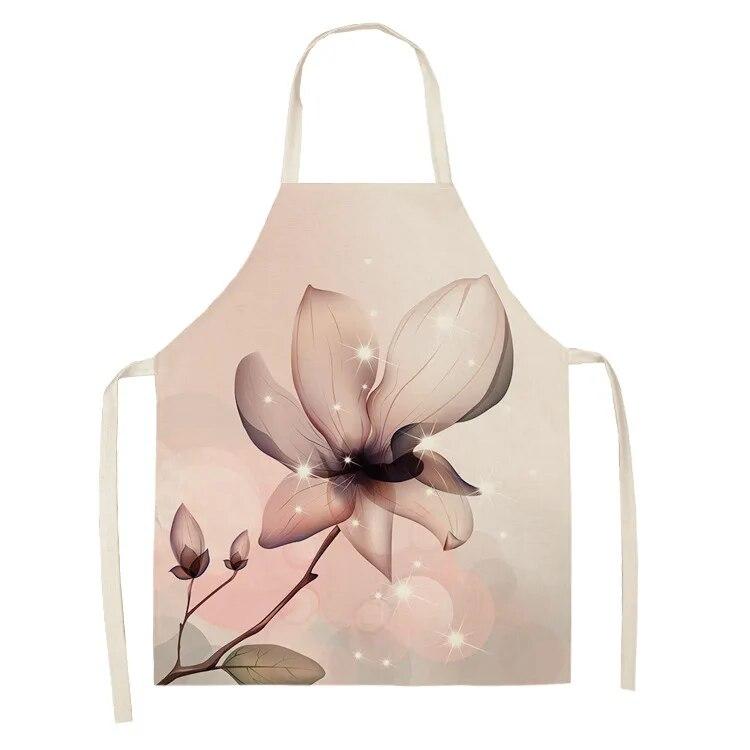 Home Decor Kitchen Dining Room Cooking Bib Aprons Linen Floral Pattern Women's Aprons