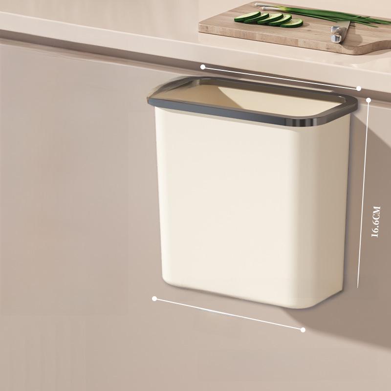 Кремово-белая кухонная подвесная корзина для мусора с крышкой - бесшовная наклейка для шкафа-корзины