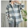 DIMANAF 2025 Новые осенне-зимние женские пальто и куртки больших размеров, свободная повседневная верхняя одежда, винтажная женская клетчатая хлопковая толстая с длинным рукавом