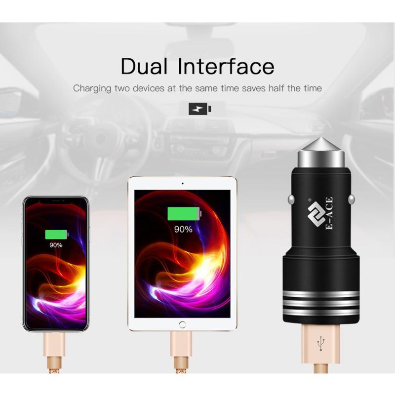 E-ACE 2.1A Dual USB Car Charger Universal Mobile Phone Car-Charger For IPhone 13 12 11 Huawei Samsung Xiaomi USB Charger In Car