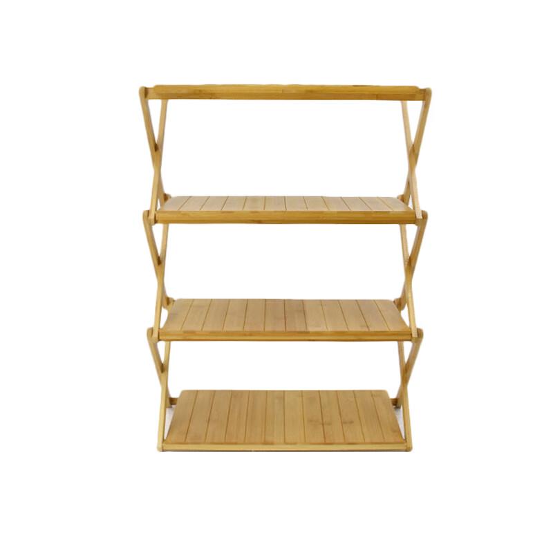 Tri-polar Outdoor Bamboo Folding Storage Shelf