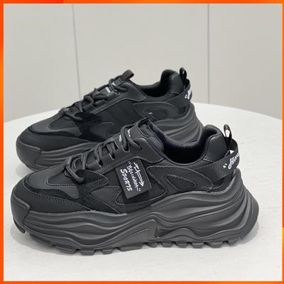 Женские кожаные туфли для папы на толстой подошве, осенние новые универсальные уличные спортивные повседневные туфли