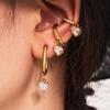 Изысканные серьги-каффы из нержавеющей стали с покрытием 18 карат в стиле Цюн Яо с подвесками в виде сердца из кубического циркония 5A