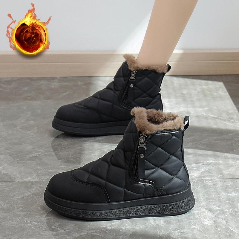 Женские зимние ботинки на толстой платформе, зимние теплые ботинки с подкладкой из искусственного меха и молнией, повседневные удобные нескользящие короткие ботинки, обувь для женщин