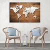 Three Piece Picture Canvas Print Vintage World Map Brown