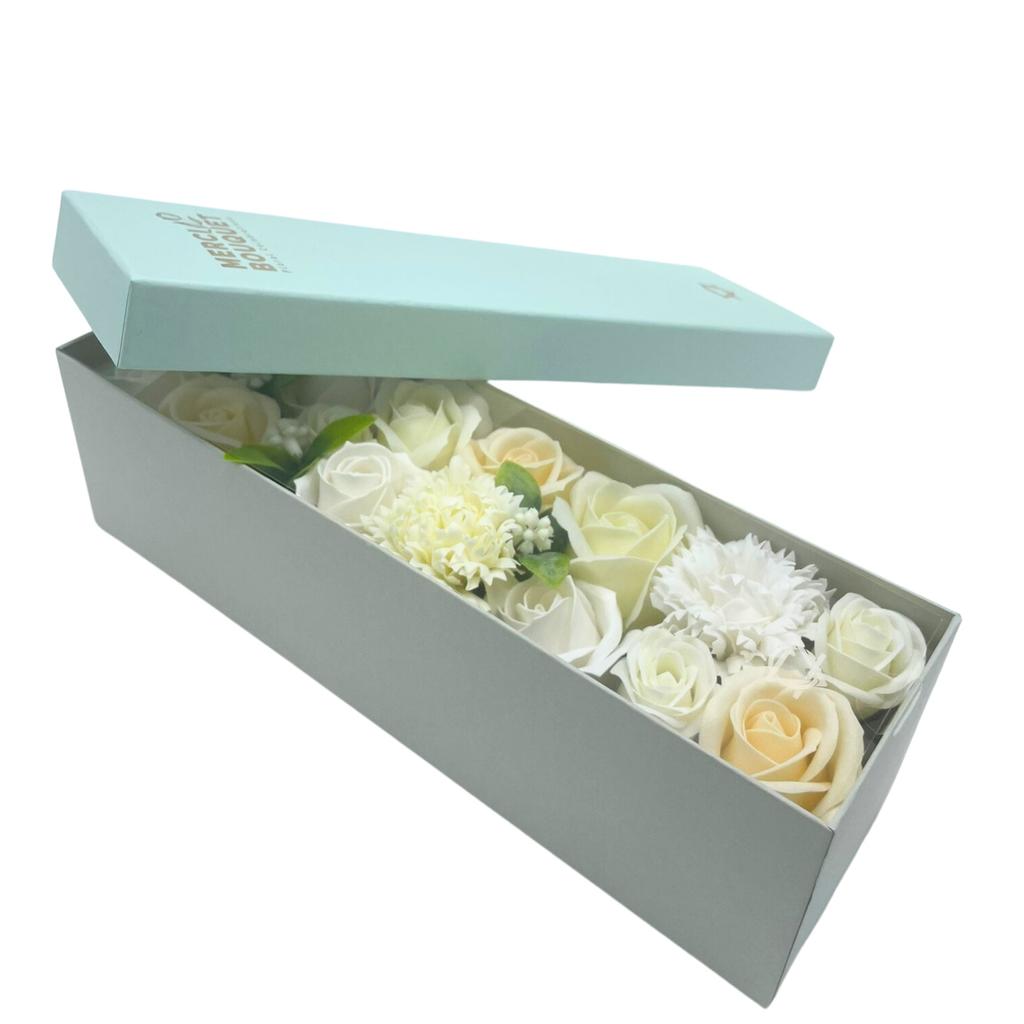 Soap Flowers Gift Box White Ivory Wedding