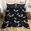 Cartoon Purple Bat Gothic Duvet Cover Halloween Bats Bedding Set Star Quilt Cover Spooky Dark Shadows Silhouette Halloween Decor