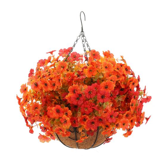 Осенняя подвесная корзина с искусственными цветами, устойчивая к УФ-лучам, для улицы, сада, двора