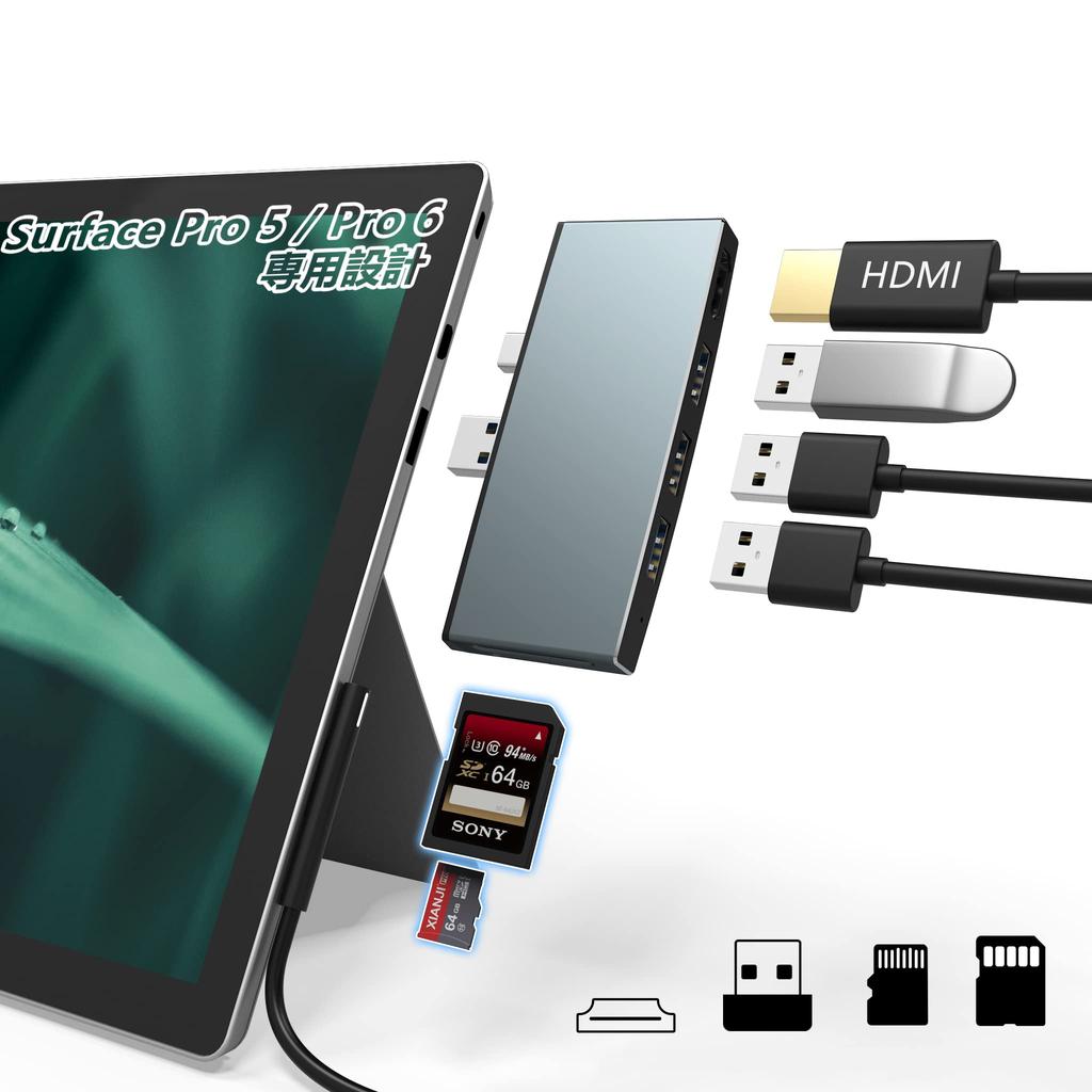 Bawanfa Microsoft Surface Pro 6 Pro 5 Эксклюзивный USB-хаб Порт HDMI Кардридер USB-порт 3 Высокоскоростная передача данных Мульти 6 в 2 Алюминиевый USB-конвертер
