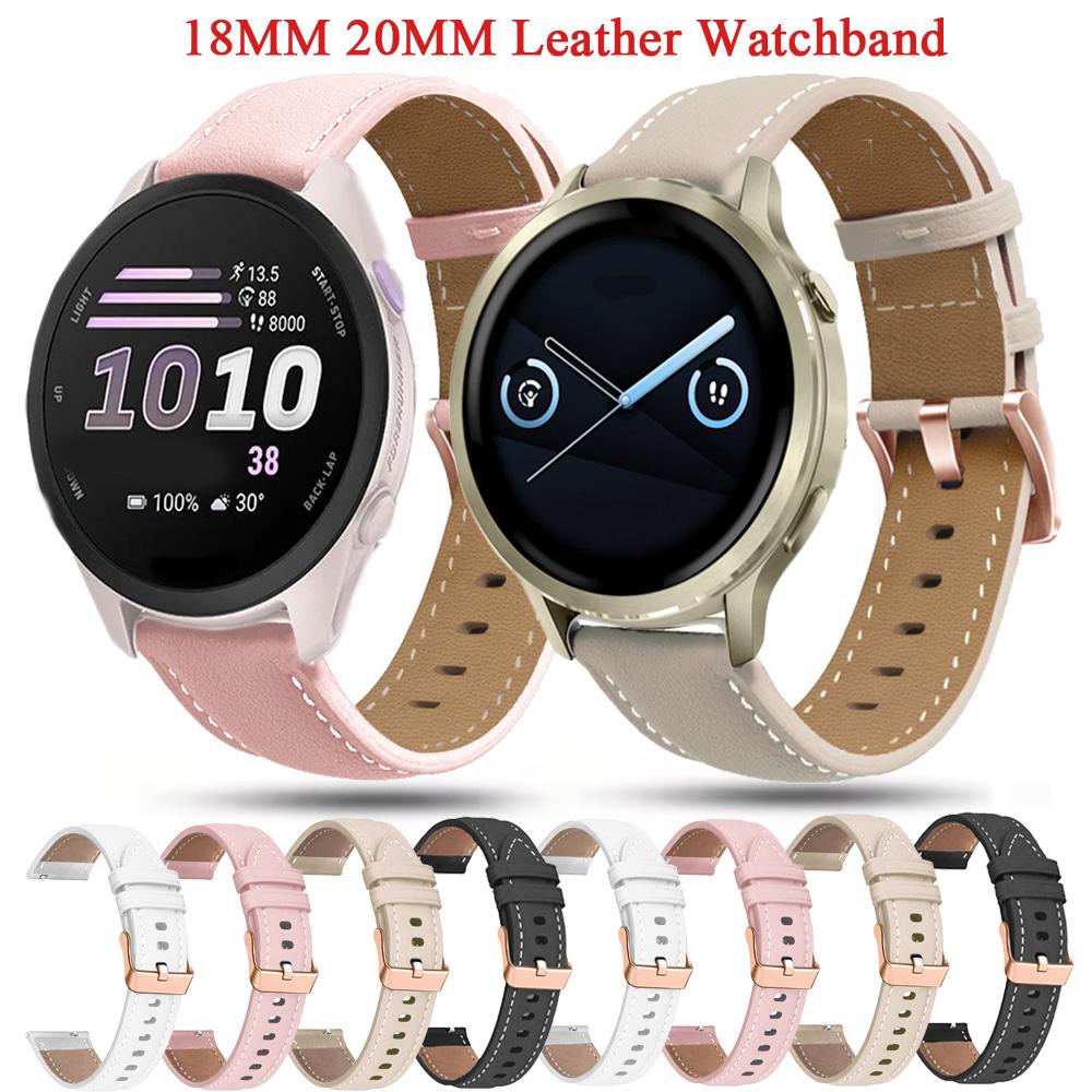18мм 20мм Кожаный ремешок для Garmin Venu 4 41мм Forerunner 170Music 170 70 165 Vivoactive4S 5 6 Браслет Venu SQ2 Plus 2s 3s