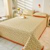 3 Pcs Cotton Home Bed Linen Set Small Floral Non-slip Bed Sheet Thickened Quilted Bedspread Solid Color Bedding Set