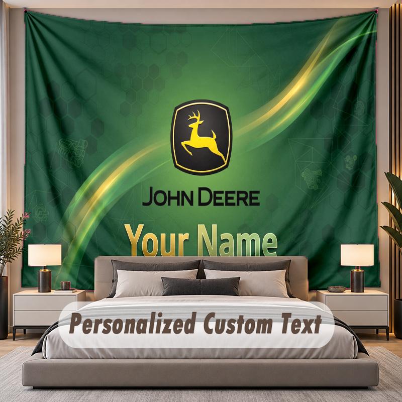 Custom Name Text Tapestry John Deere Personalized Polyester Wall Tapestry For Bedroom And Room