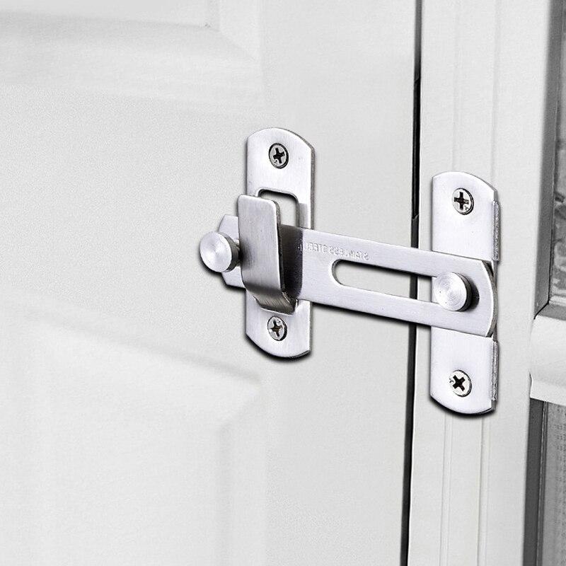 Stainless Steel Door Hasp Safety Buckle Latch Sliding Pet Cage Door Lock Security Hardware With Screws Window Cabinet Home Latch