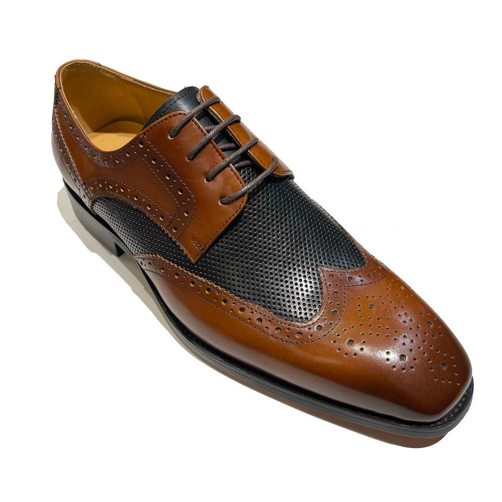 Leather Shoes Men'S Derby Shoes Leather Hollow Design Business Dress Men'S Shoes Cowhide Handmade Wear-Resistant Rubber Sole