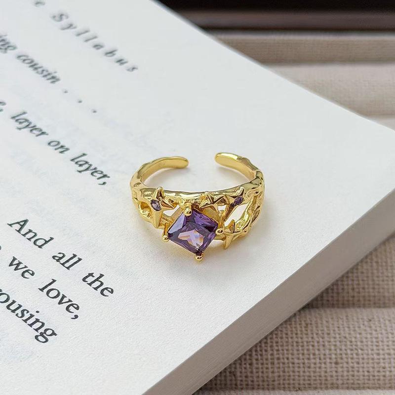 Средневековое французское ретро кольцо с открытой шинкой и полным бриллиантом, модное, с высоким чувством стиля и темпераментом, нишевый дизайн, изысканные бриллиантовые аксессуары для женщин