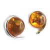 [N1946] - Серебряные серьги «Вдохновение» с коньячным янтарем (родиевое покрытие)