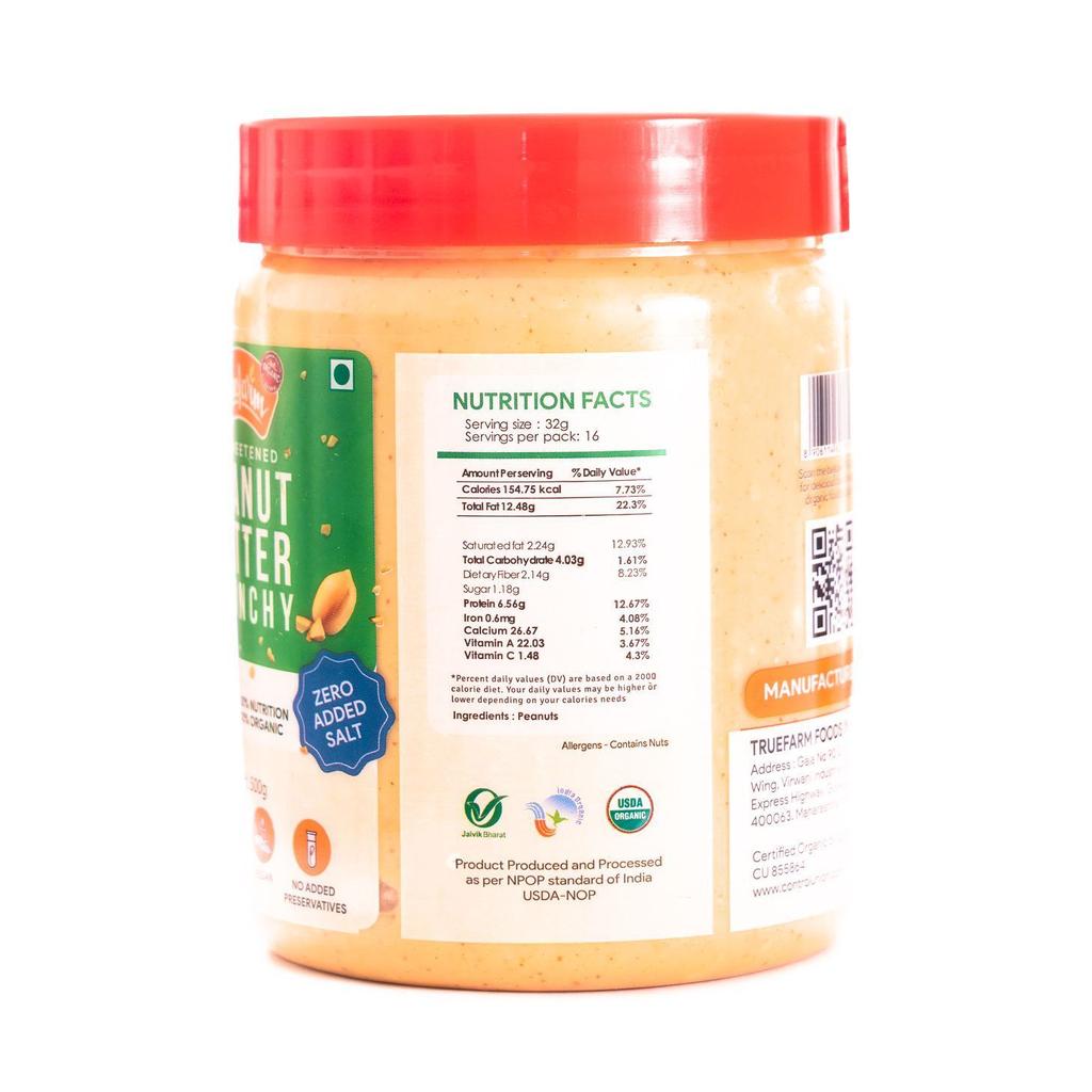 Арахисовая паста (500 г), Peanut Butter Crunchy,  Truefarm