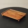 Портативный кухонный сервировочный поднос Массив дерева Тарелка для чая и кофе Деревянная подставка на ножке Домашний декор
